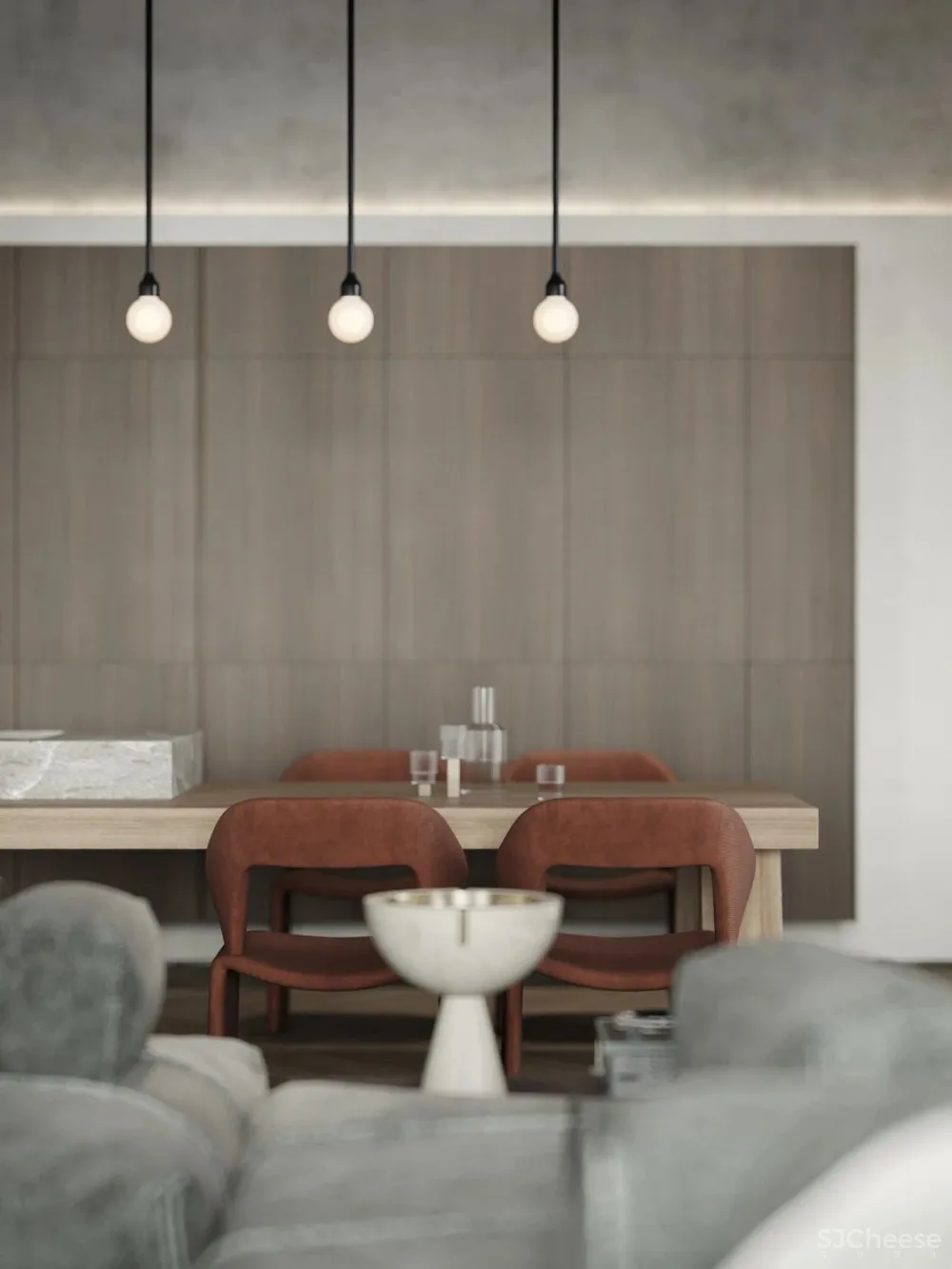 136㎡水泥灰 原木,独特舒适!