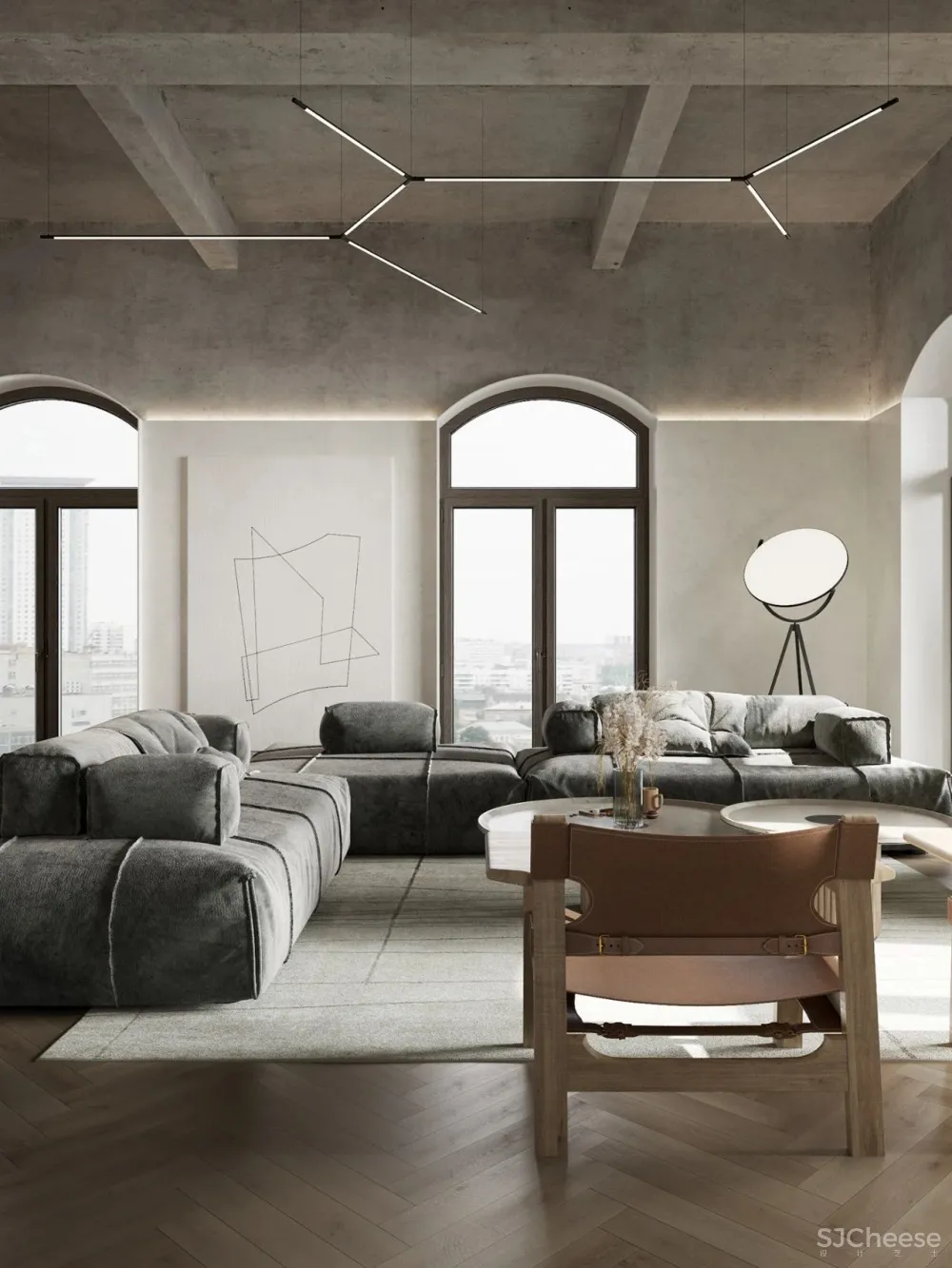 136㎡水泥灰 原木,独特舒适!