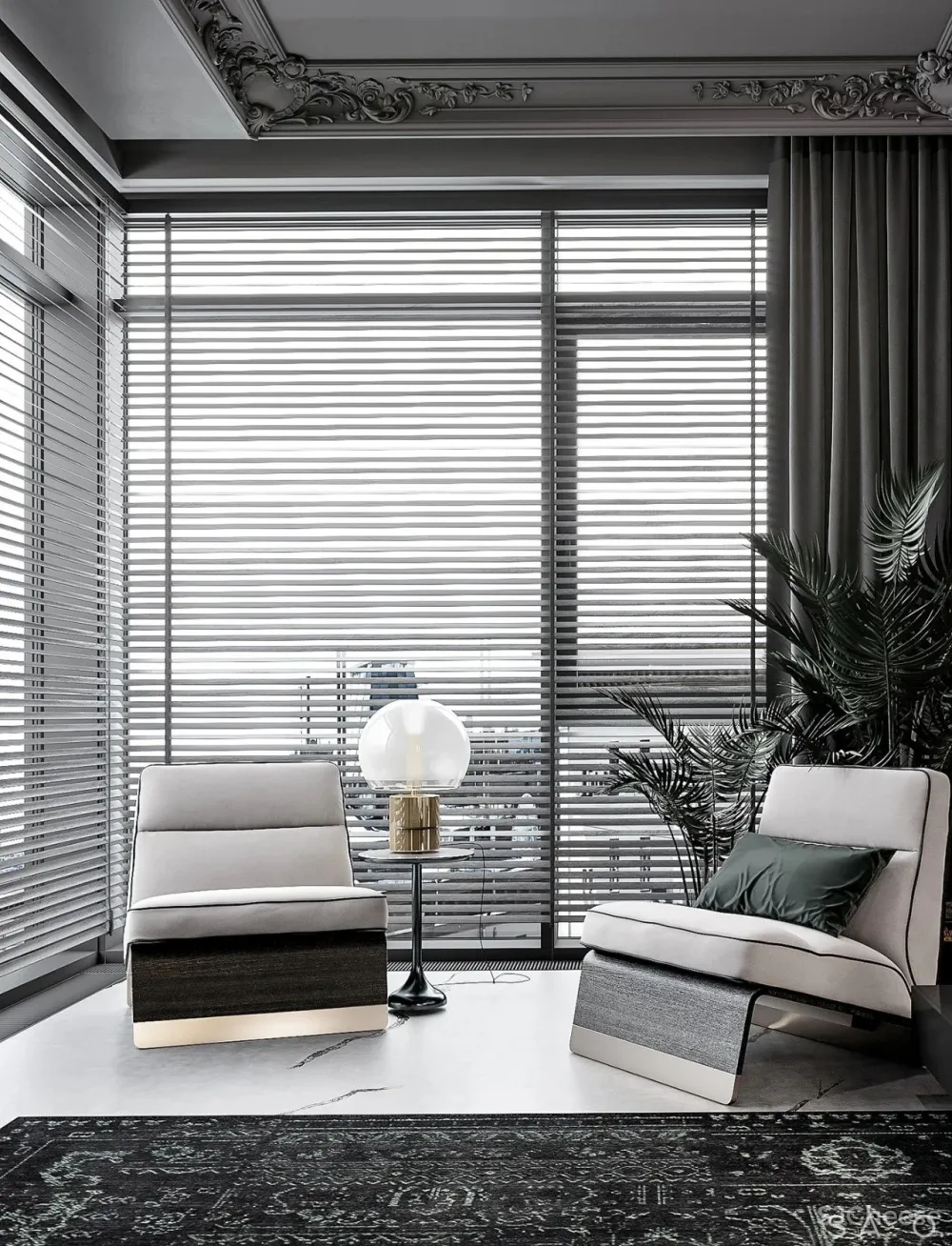 轻奢 高级灰，257㎡轻奢大平层