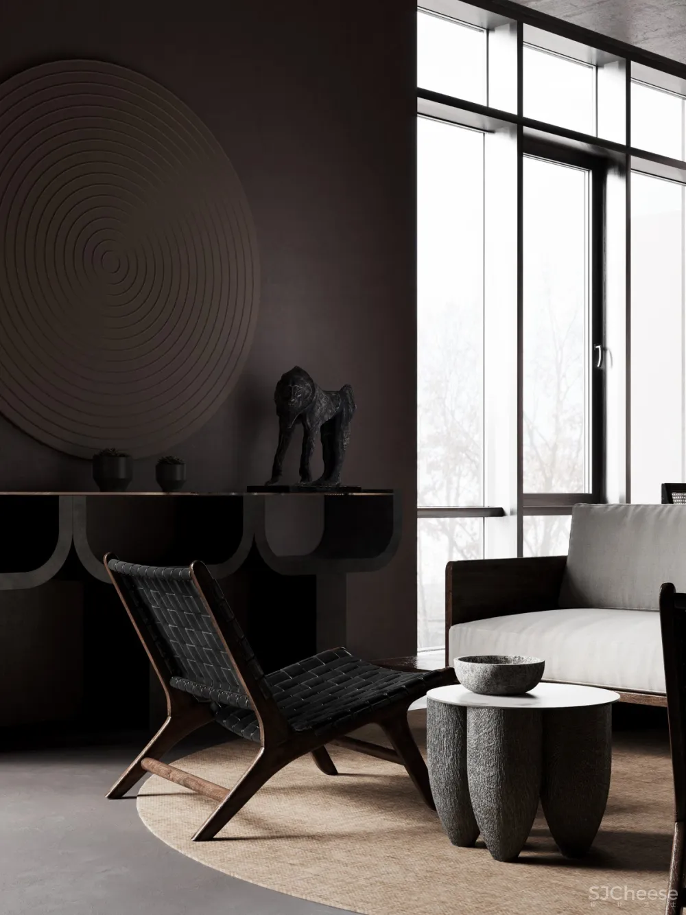 极简、黑色艺术抽象空间