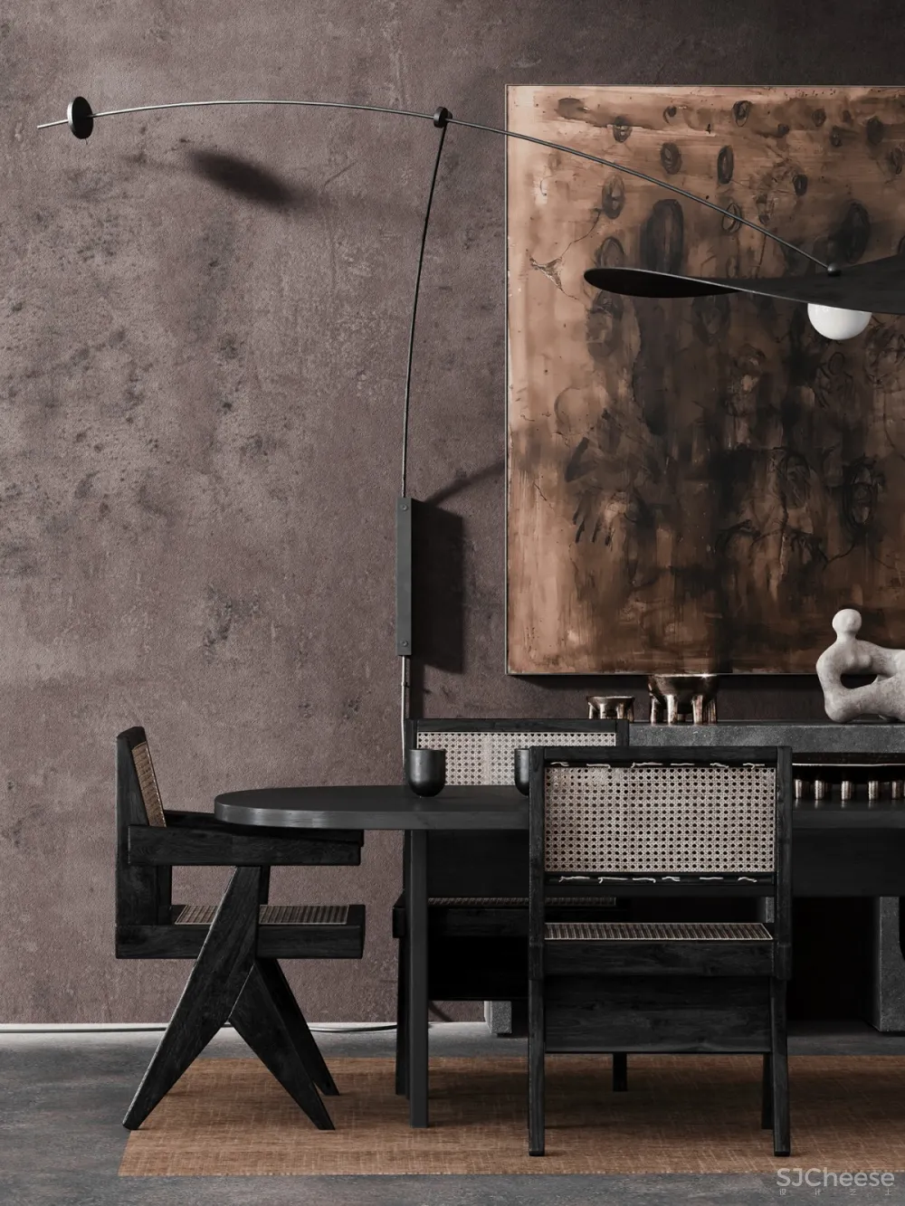 极简、黑色艺术抽象空间