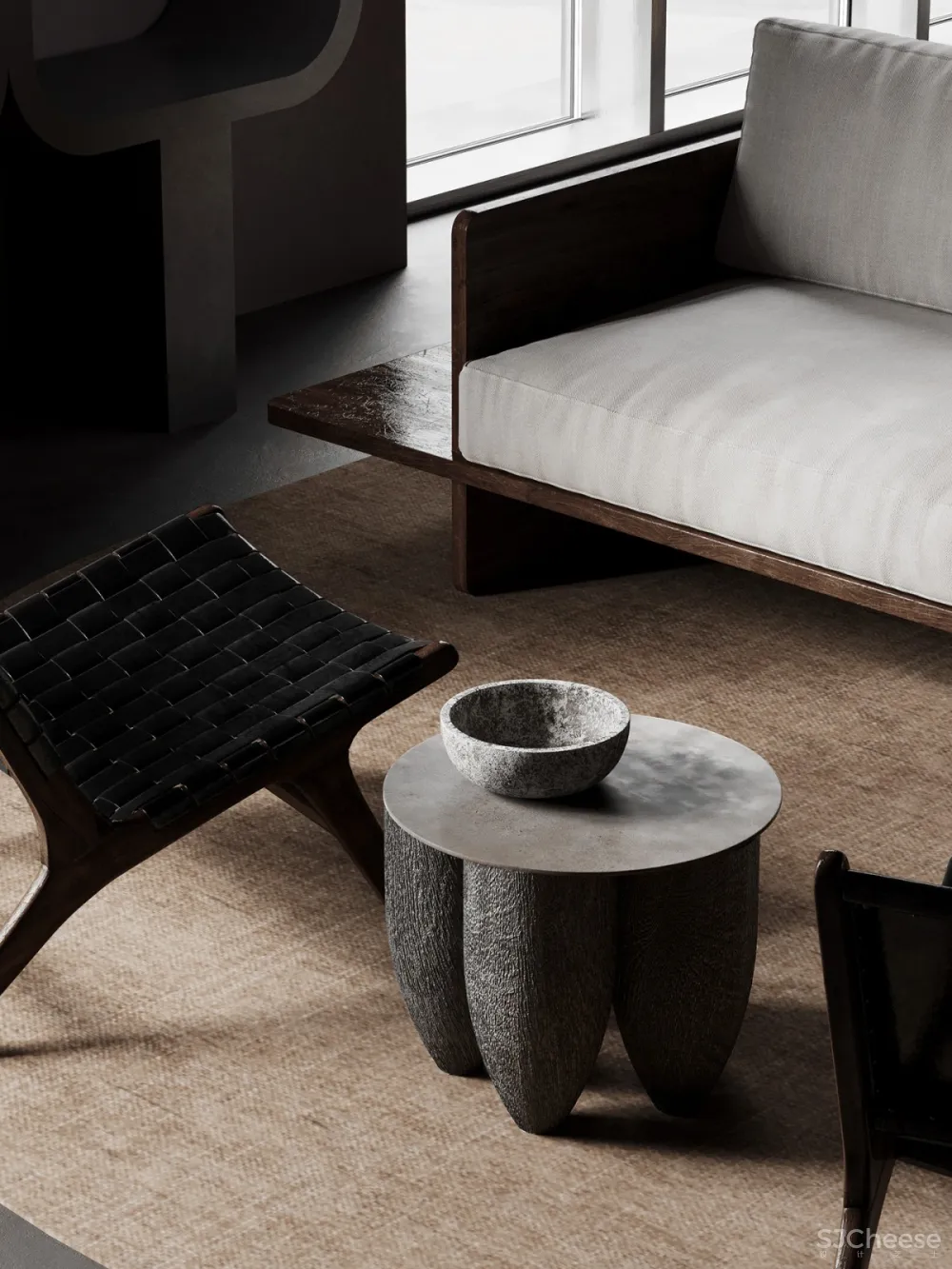 极简、黑色艺术抽象空间