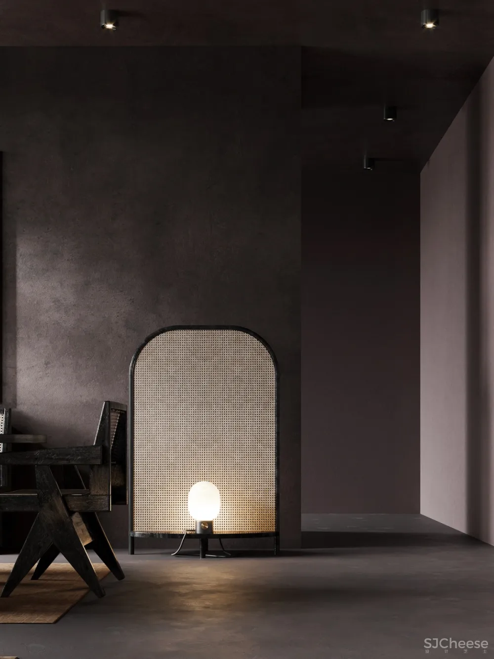 极简、黑色艺术抽象空间