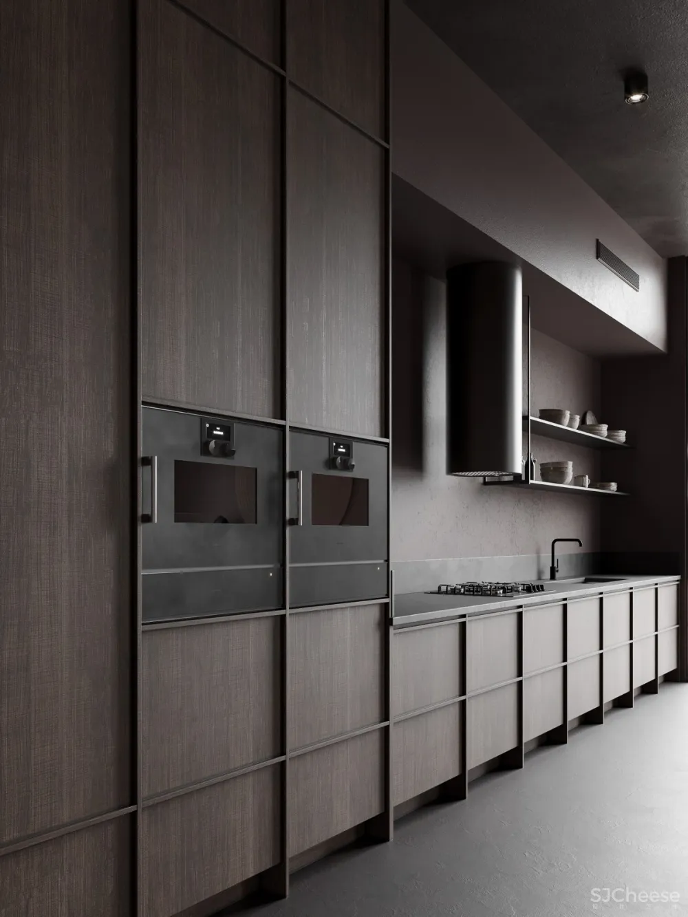 极简、黑色艺术抽象空间