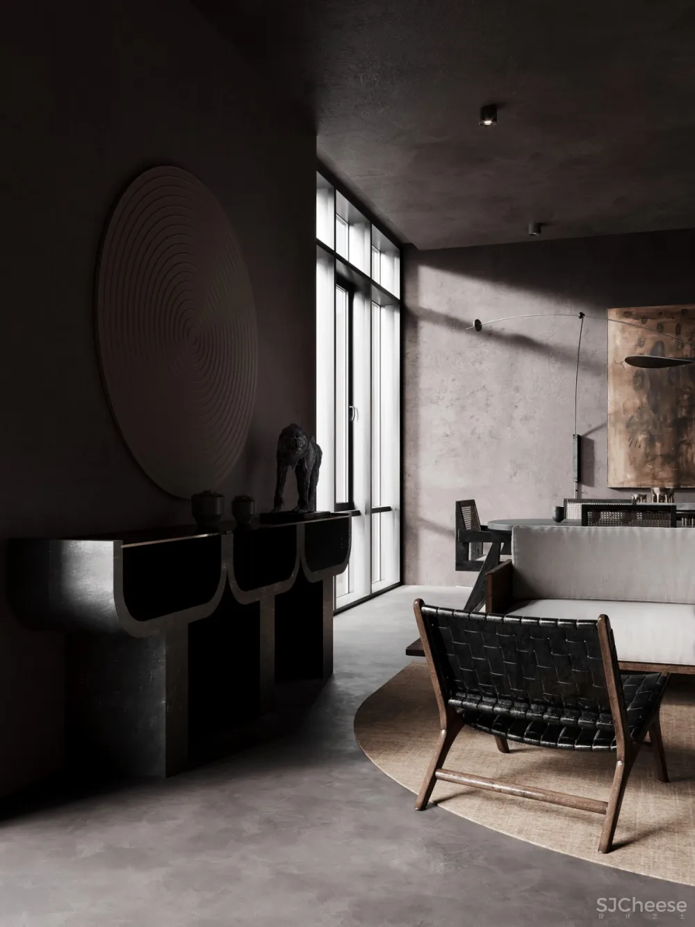 极简、黑色艺术抽象空间