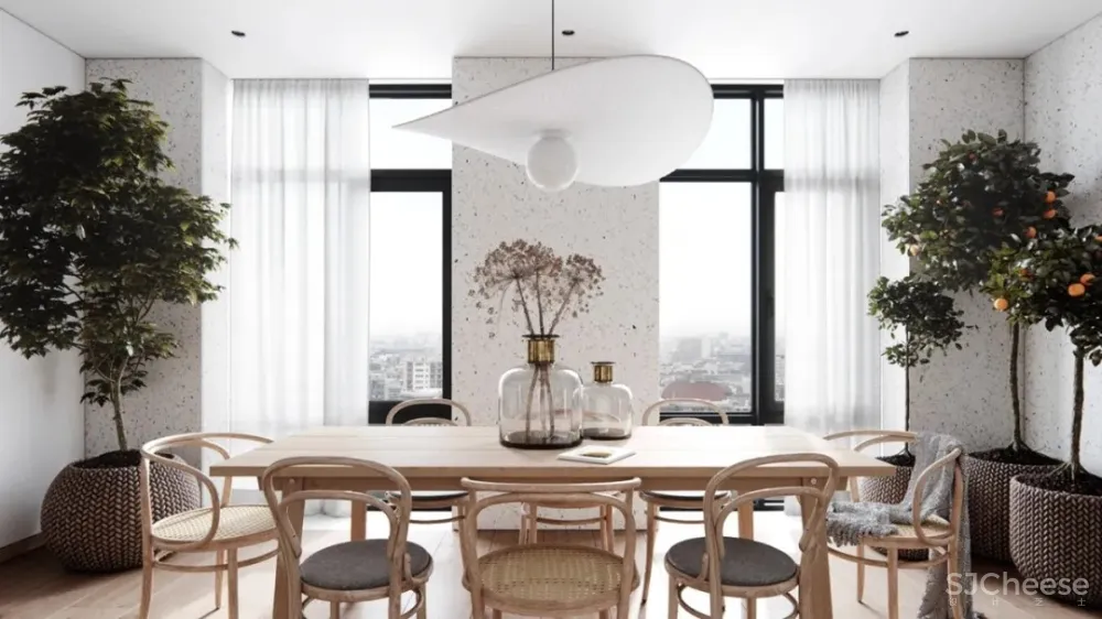 100㎡水磨石 藤编,唯美度假风! White Wall Bureau