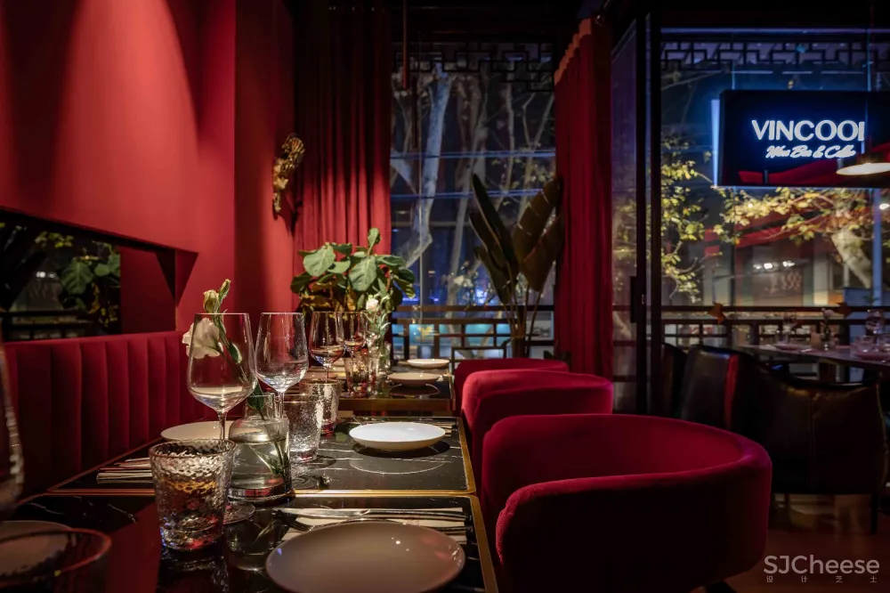 一抹惊艳红酒吧,轻奢商务风 ! 薛Design