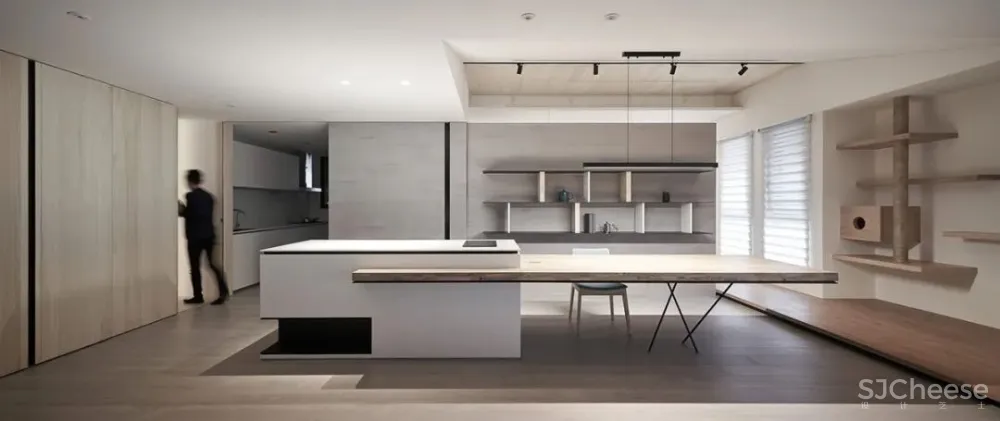 一条木质人行道贯穿公私区域,家还可以这样分 虫点子设计