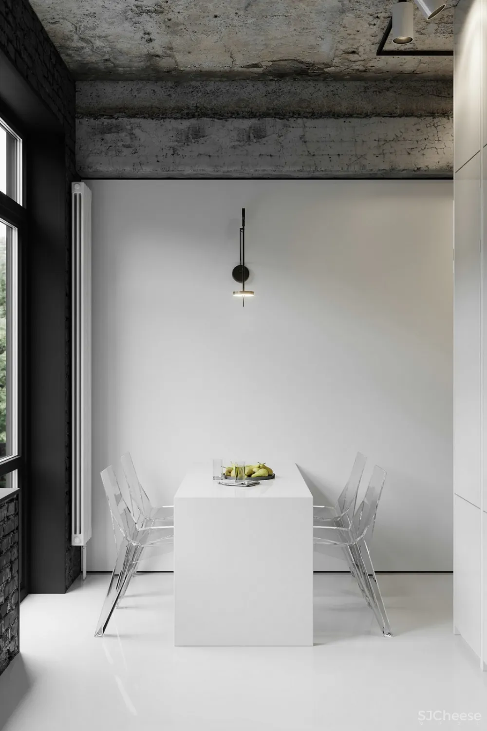 黑白无色系遇上工业居所，酷感与舒适完美交融！