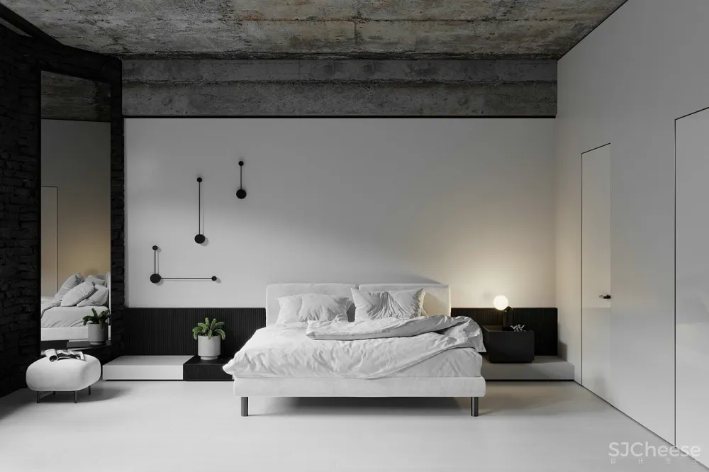 黑白无色系遇上工业居所，酷感与舒适完美交融！