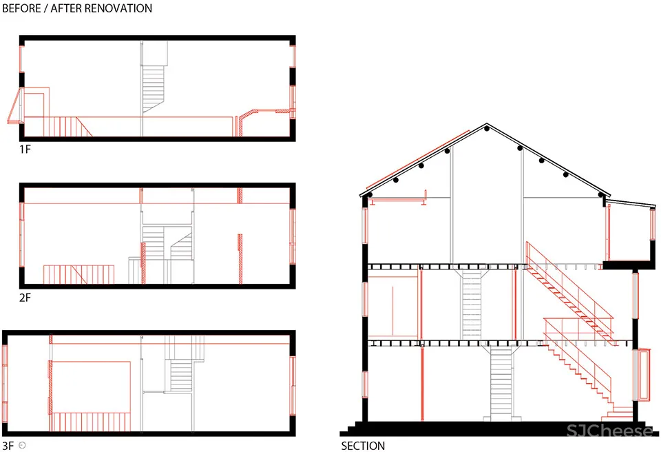 上海130㎡3层老房子改造 一岸建筑