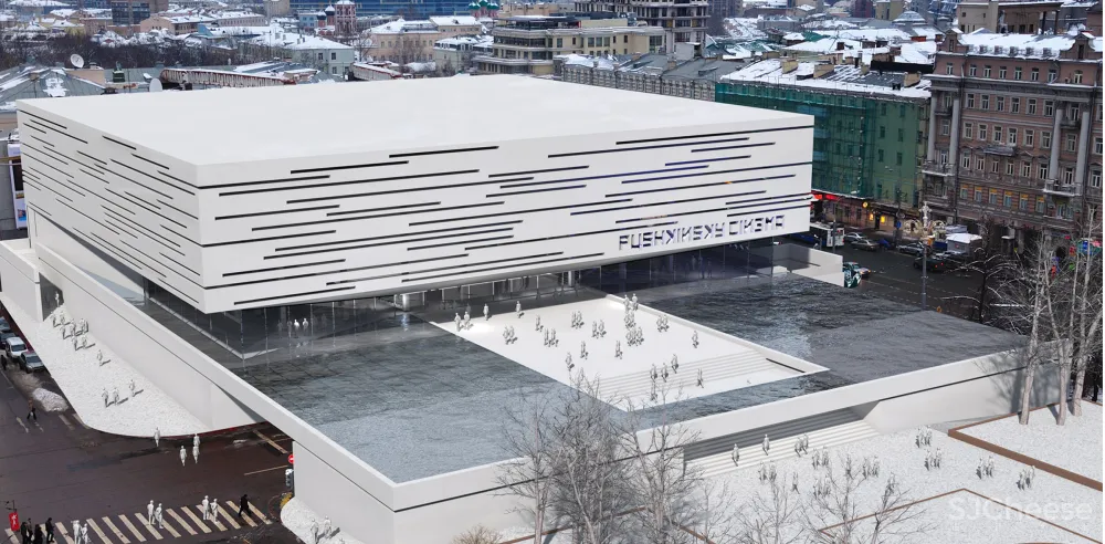 changing the facade pushkinsky cinema ark building