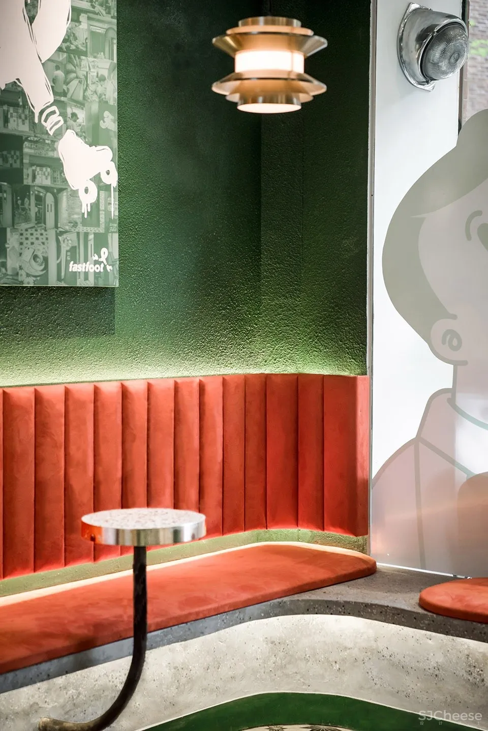 急急脚咖啡——复古绿 橙色，42㎡现代复古的轻奢质感 厚上设计