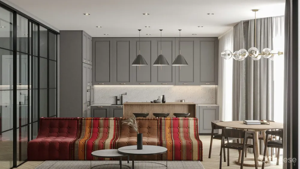 现代居所遇上斯堪的纳维亚元素，满满的精致感