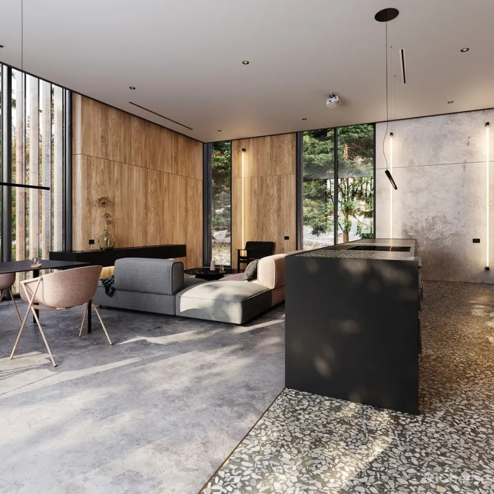 228㎡ 轻工业风, 普通的材质也能搭出高级感 Obriy Architects