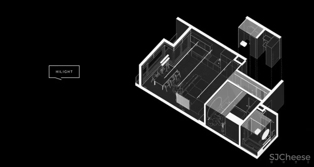 64㎡一居室，男性的雅致空间! hilight. design