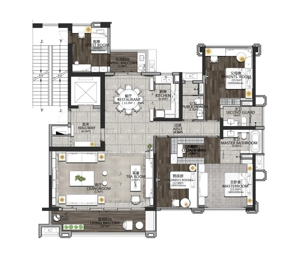 时代君悦府样板间01户型——新中式的质感，中国式的优雅奢华！ 道胜设计