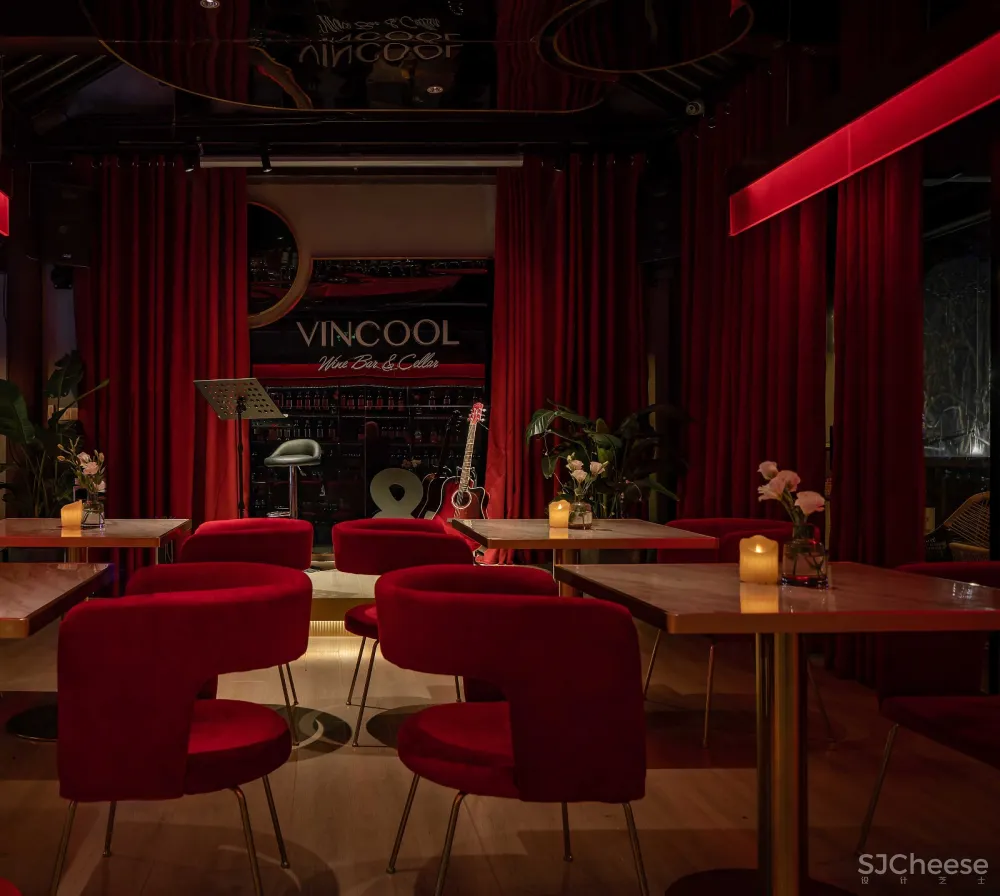 一抹惊艳红酒吧,轻奢商务风 ! 薛Design