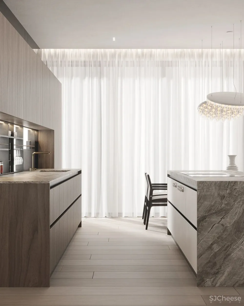 170㎡大都市住宅，大理石 胡桃木，绝对的美学！