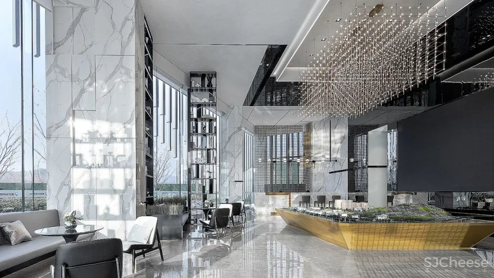 奢华金点缀大理石,恰到好处的低调简洁!