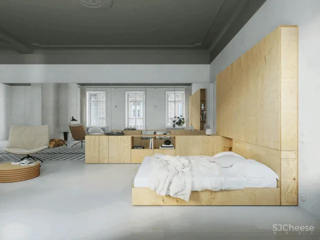 一室户极简小公寓,镜面柜门让家大两倍!