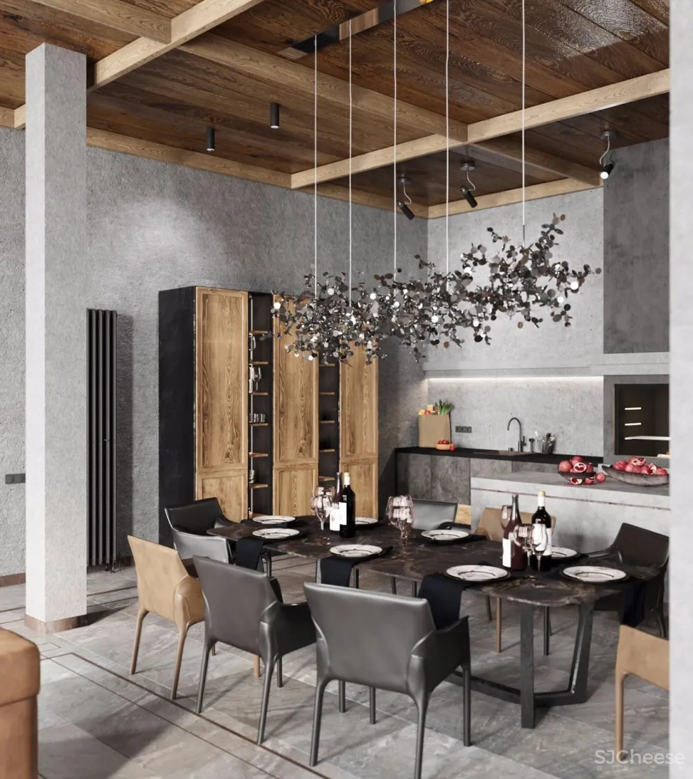 165㎡前卫复古风住宅,刚柔并济,优雅出新高度!