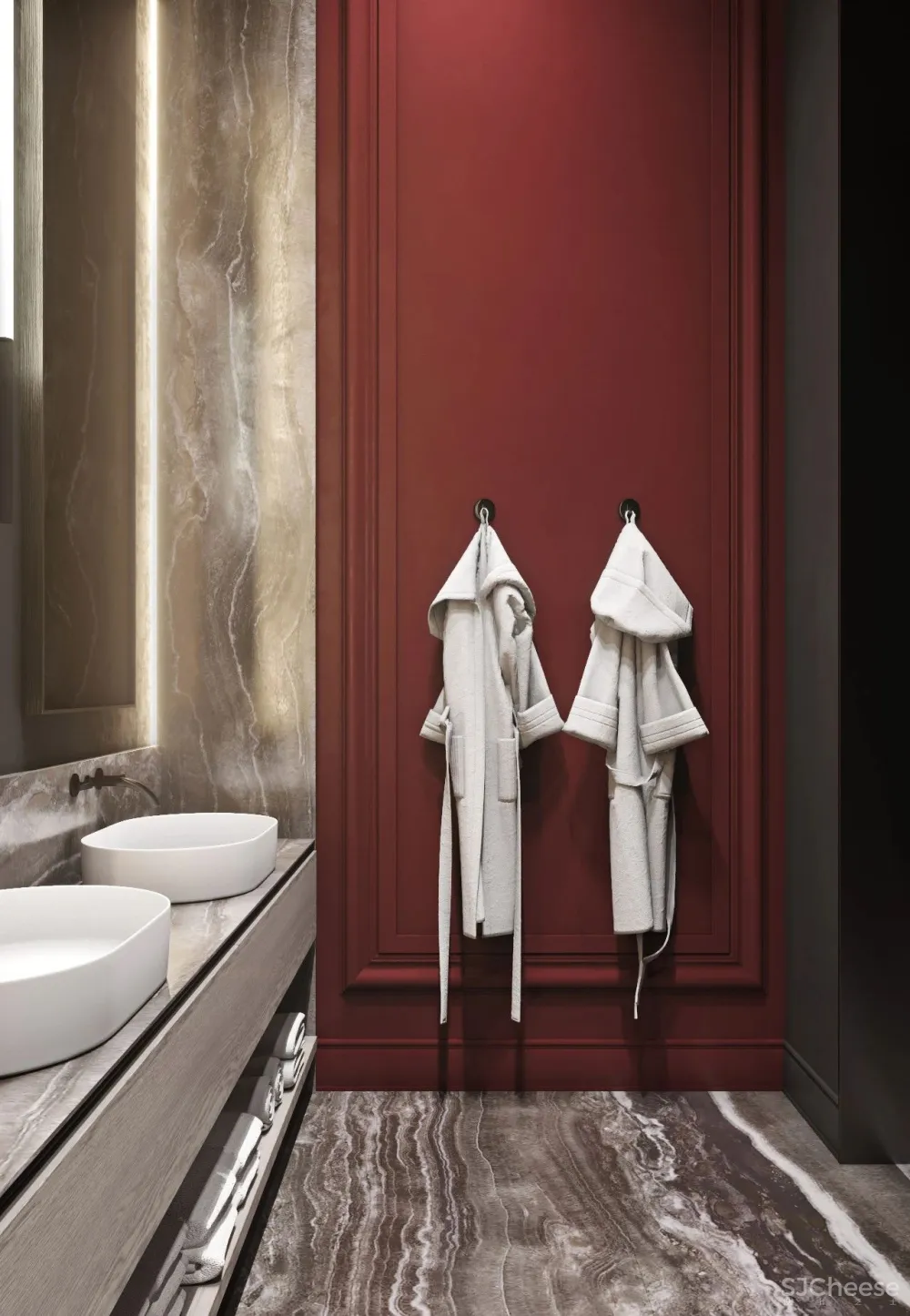 200㎡精致轻奢住宅,一抹低调红很高级!