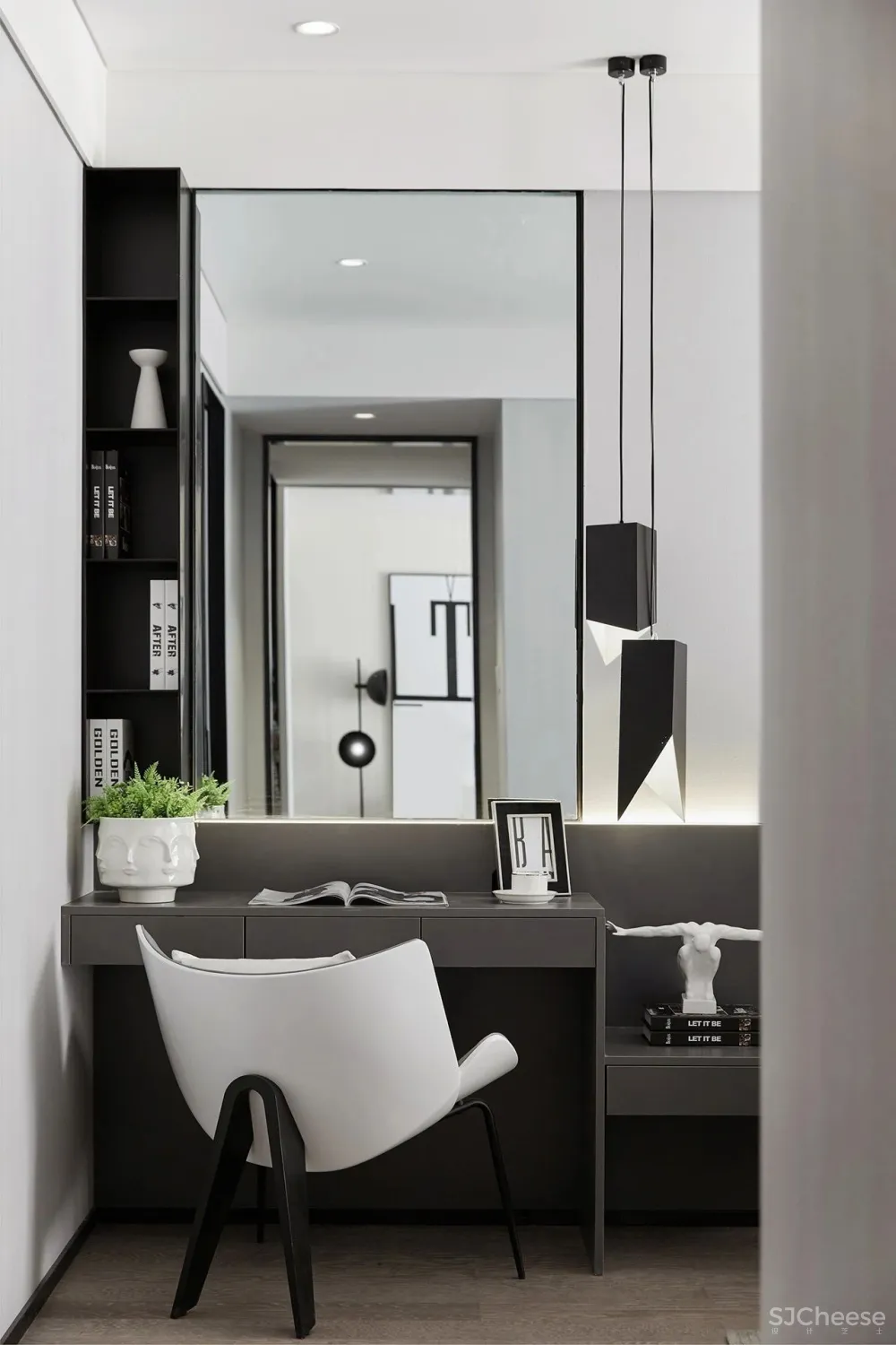 80㎡黑白设计样板间，简约即是美！