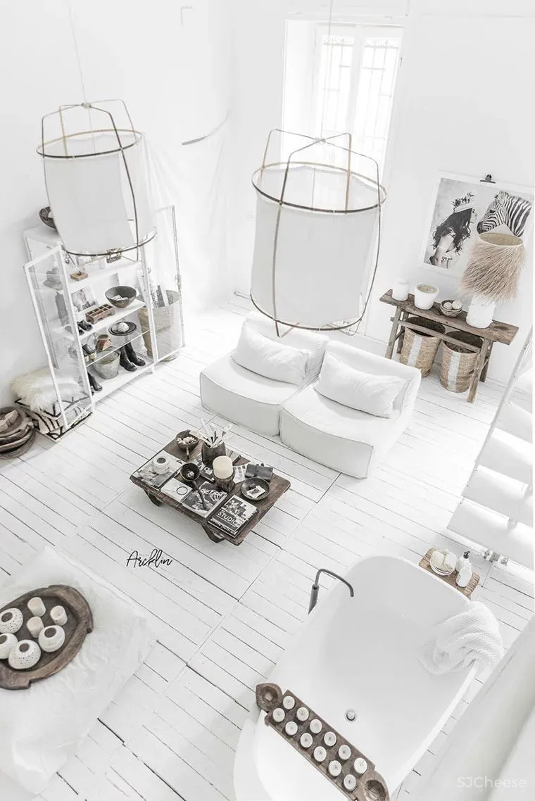 网红民宿设计参考:用夢幻白打造出来的空間。