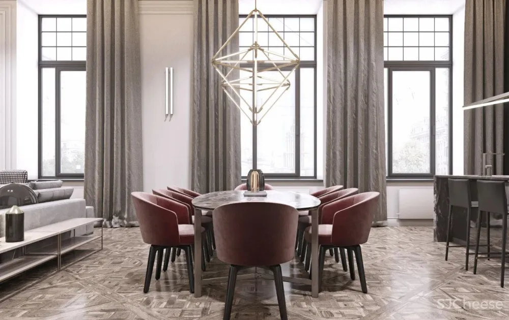 200㎡精致轻奢住宅,一抹低调红很高级!