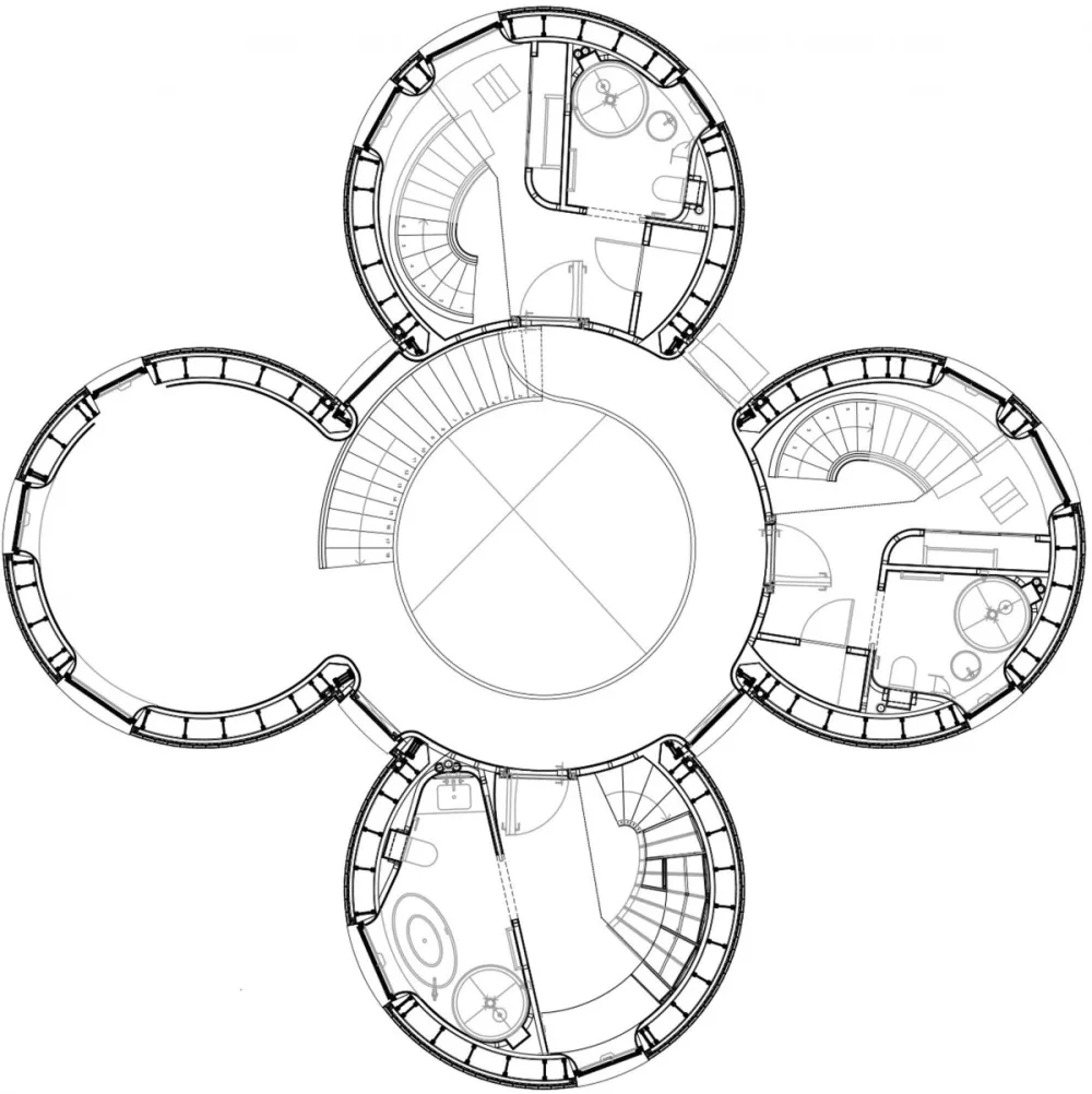 ACME staircase | Bumpers Oast House , 啤酒窑式住宅的现代诠释