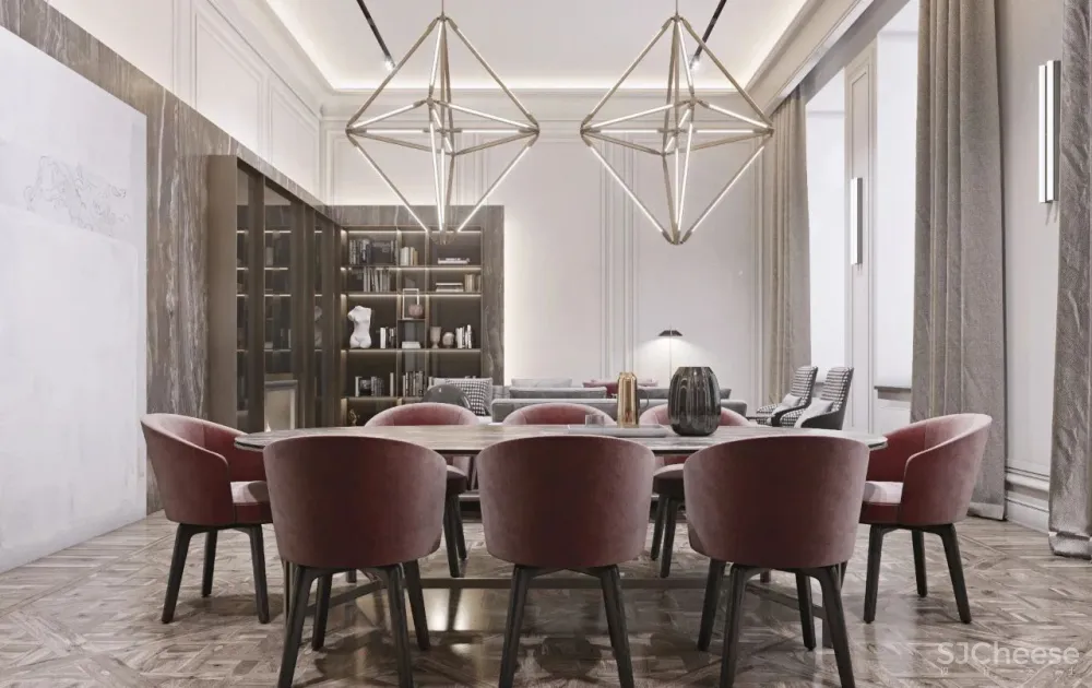 200㎡精致轻奢住宅,一抹低调红很高级!