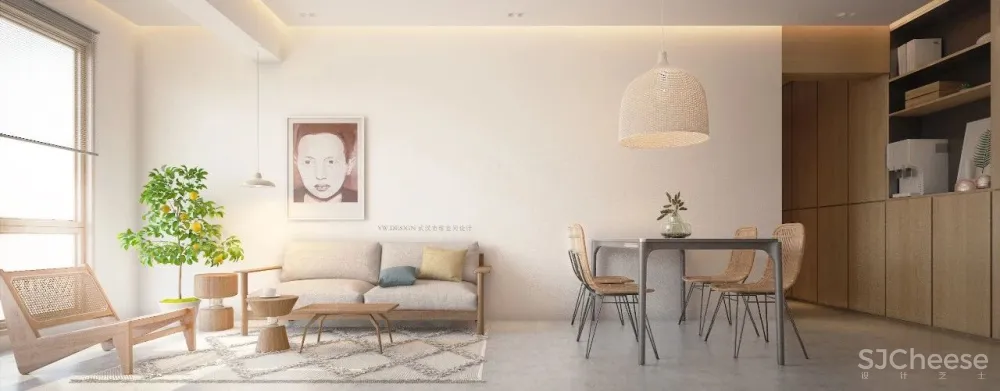 武汉108㎡自然风的家,原木、白墙 通透玻璃,实用不单调