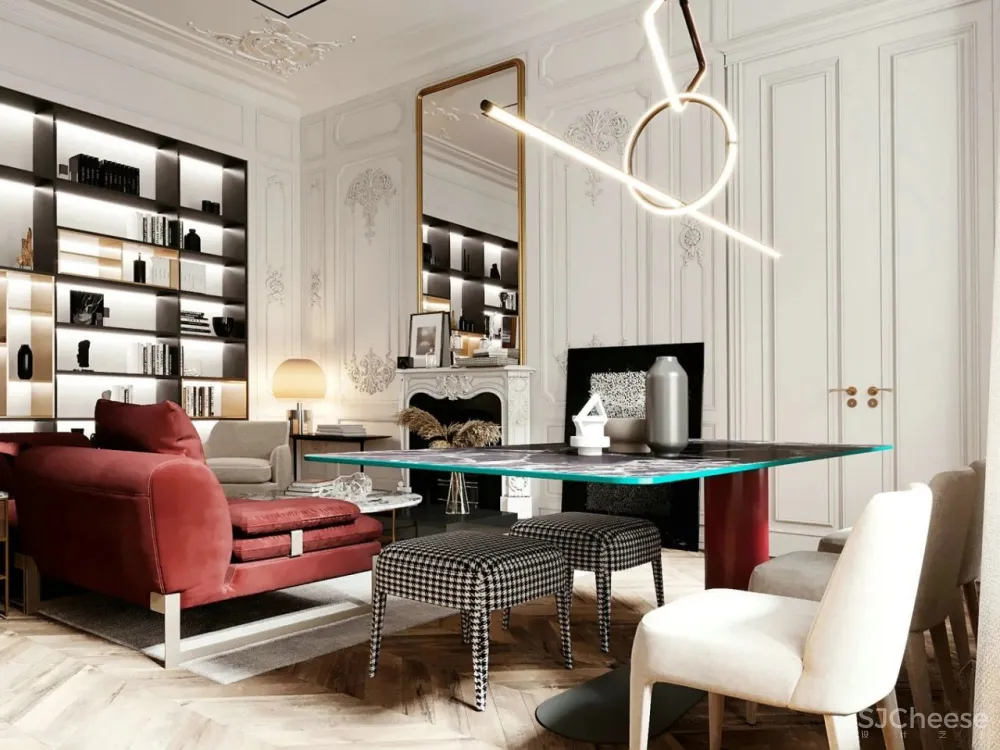 65㎡时尚复古风公寓,最爱那抹迷人酒红色!