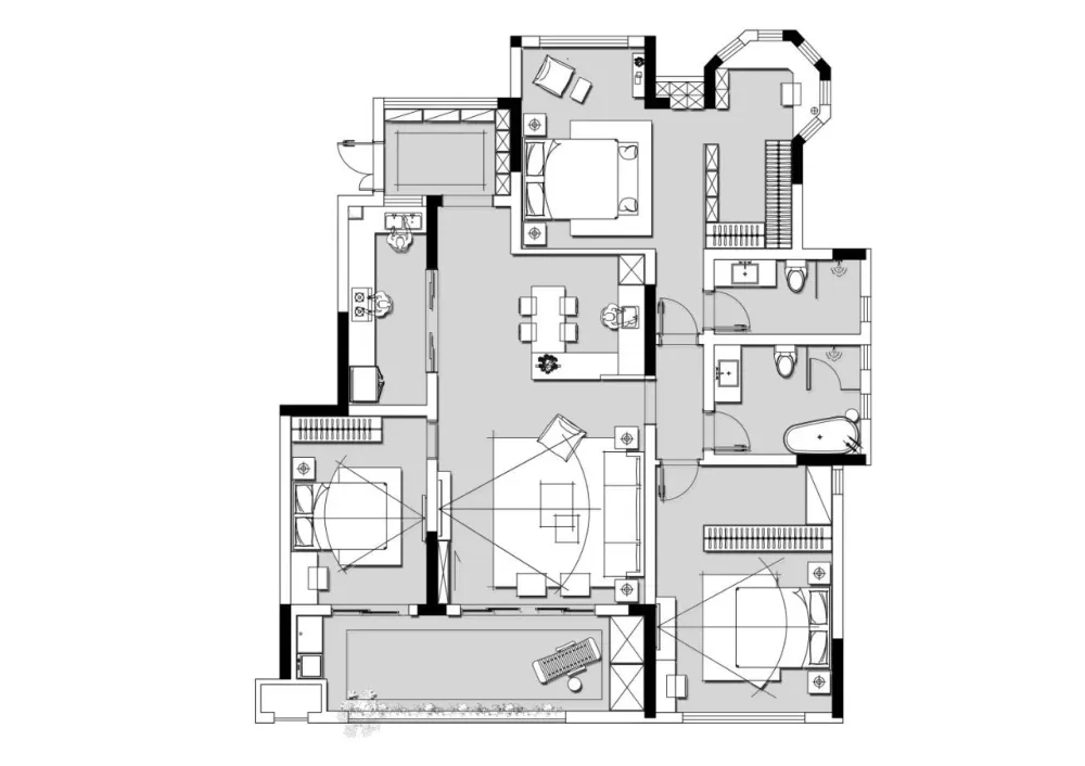 150m²简约风洋房设计，中性色打造格调居所