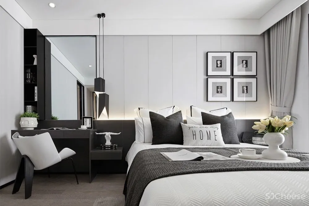 80㎡黑白设计样板间，简约即是美！