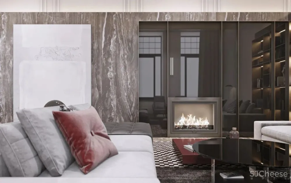 200㎡精致轻奢住宅,一抹低调红很高级!