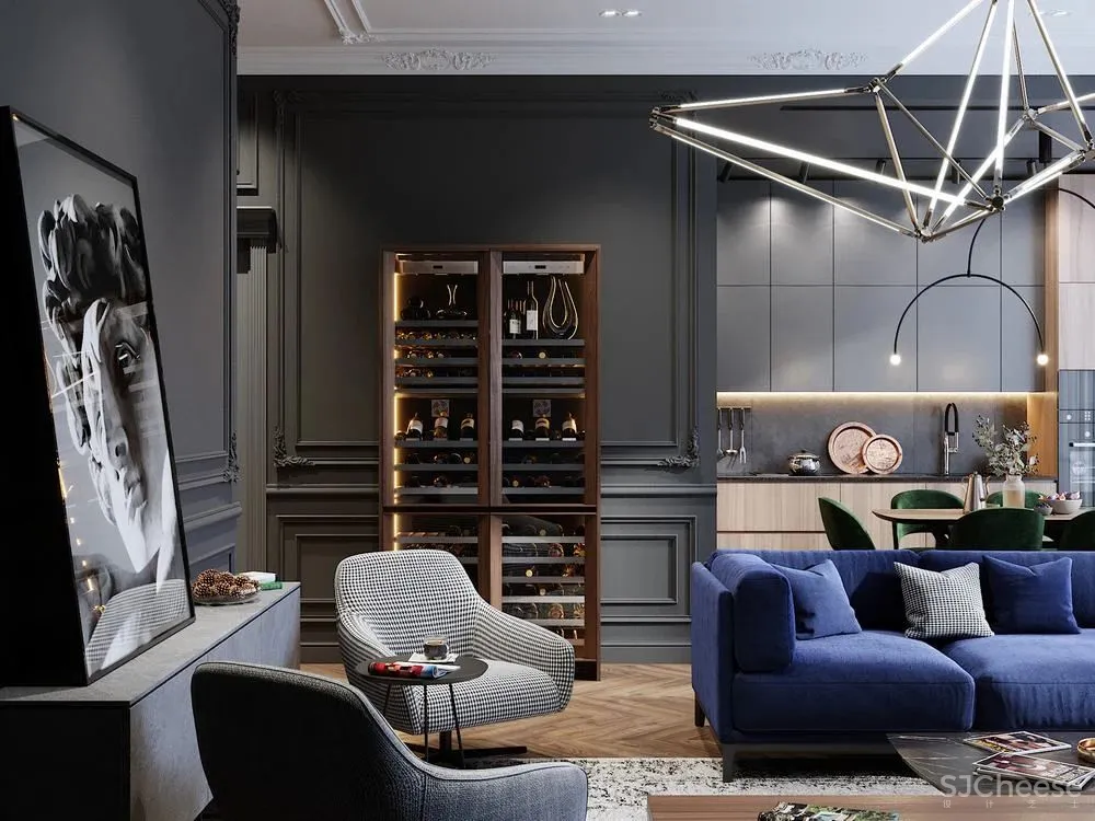 110㎡知性优雅住宅,令人无法抗拒的时髦蓝色!