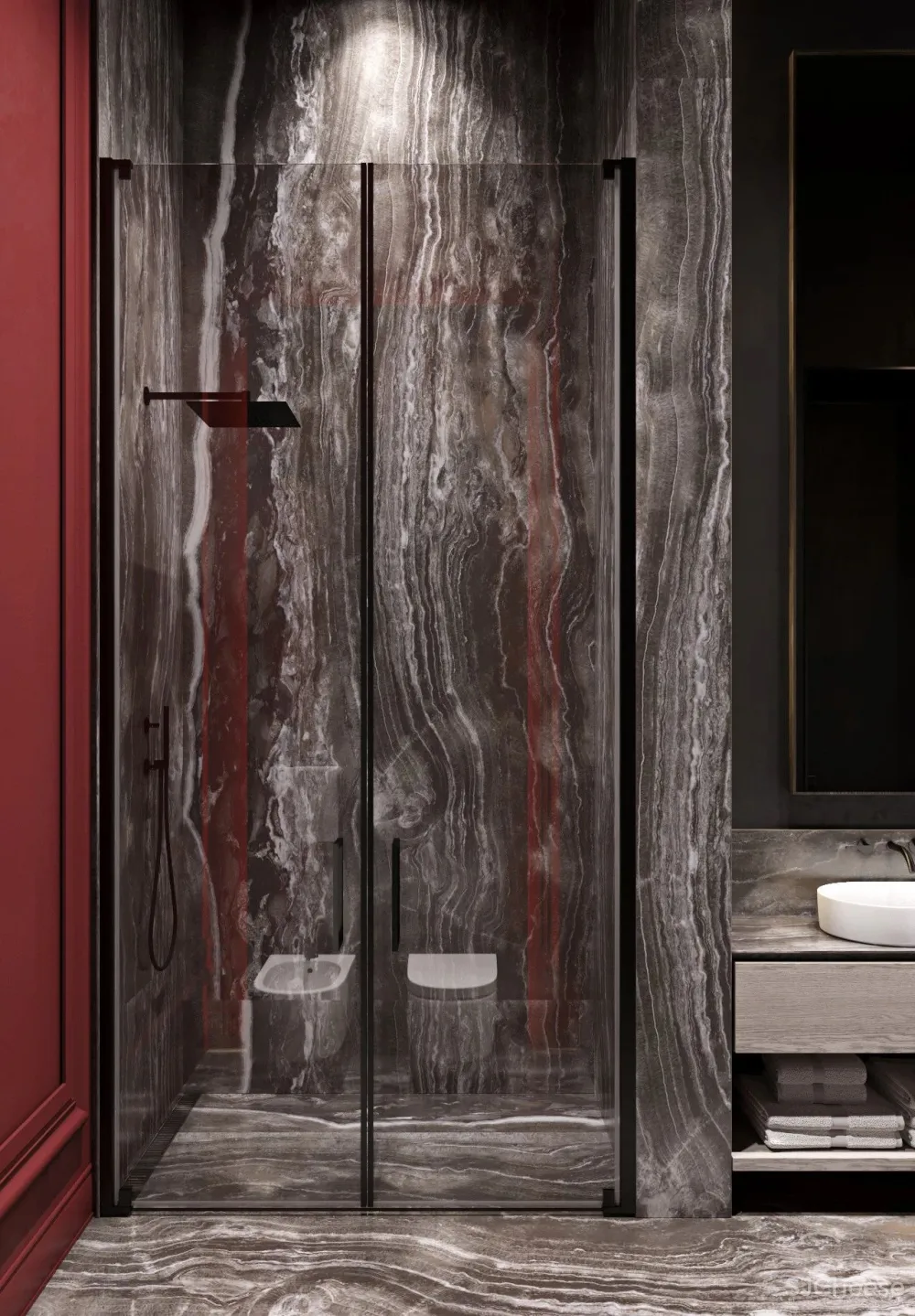 200㎡精致轻奢住宅,一抹低调红很高级!