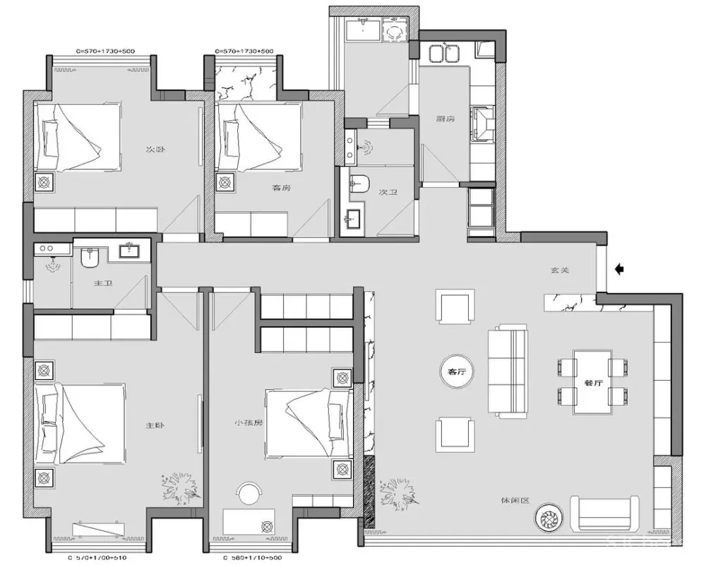 130㎡精装房改造，简约纯净的空间，才是生活的模样 初晨设计