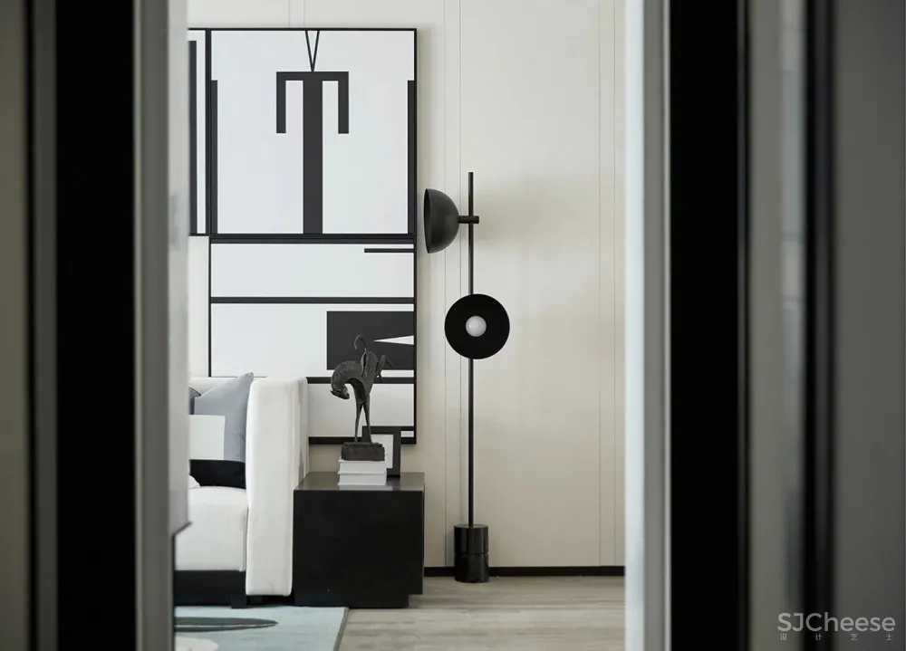 80㎡黑白设计样板间，简约即是美！