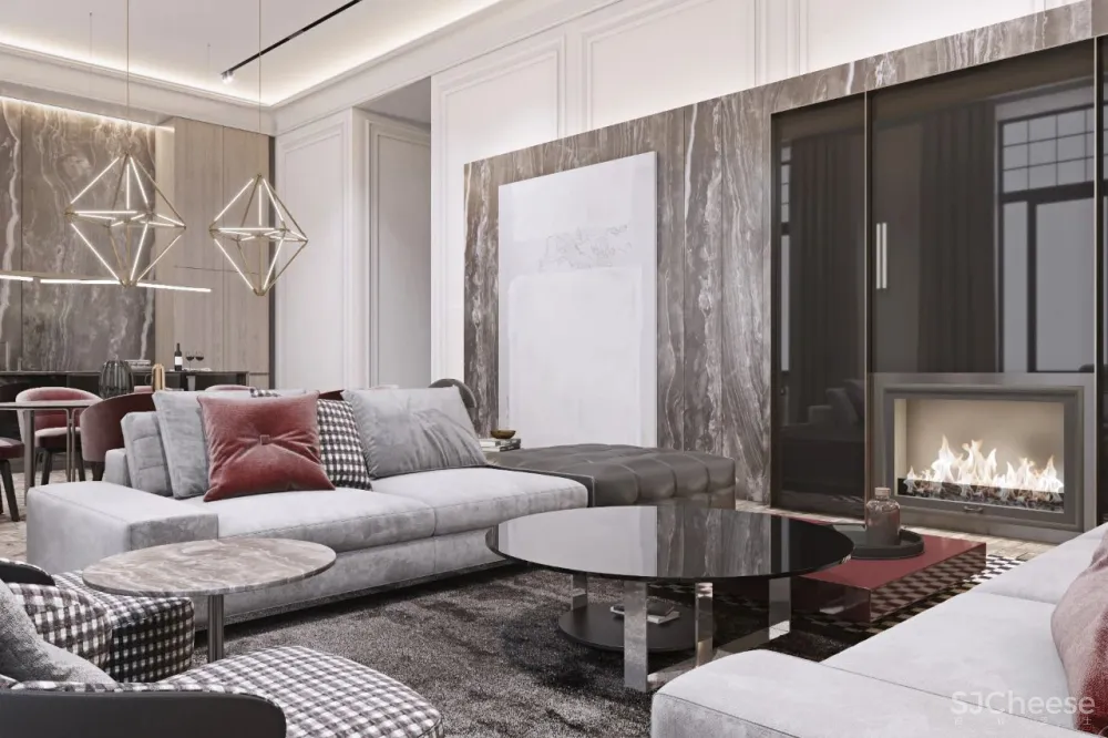 200㎡精致轻奢住宅,一抹低调红很高级!