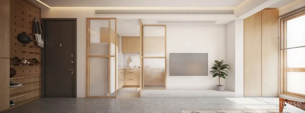 武汉108㎡自然风的家,原木、白墙 通透玻璃,实用不单调