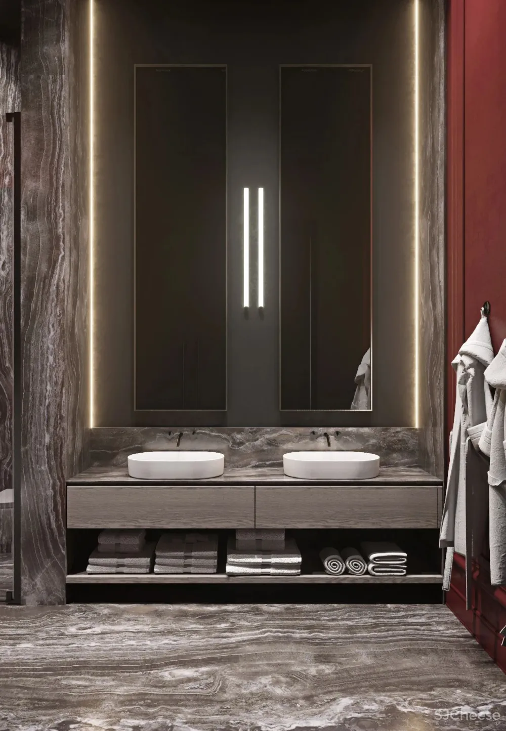 200㎡精致轻奢住宅,一抹低调红很高级!