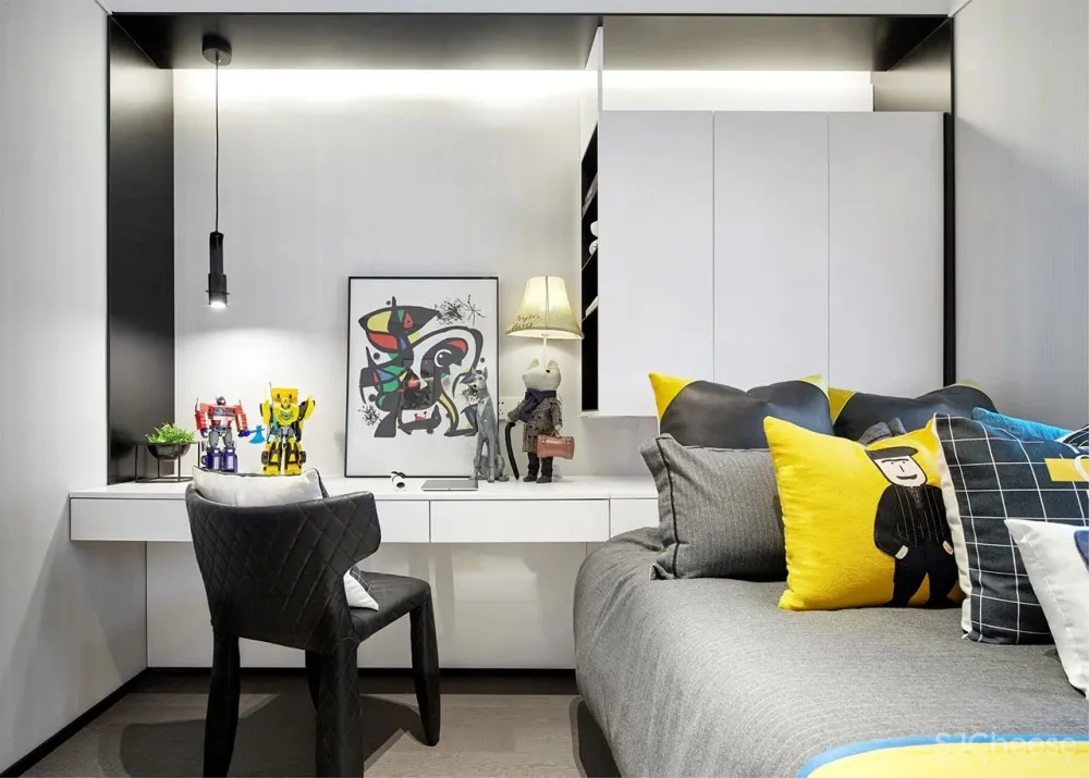 80㎡黑白设计样板间，简约即是美！