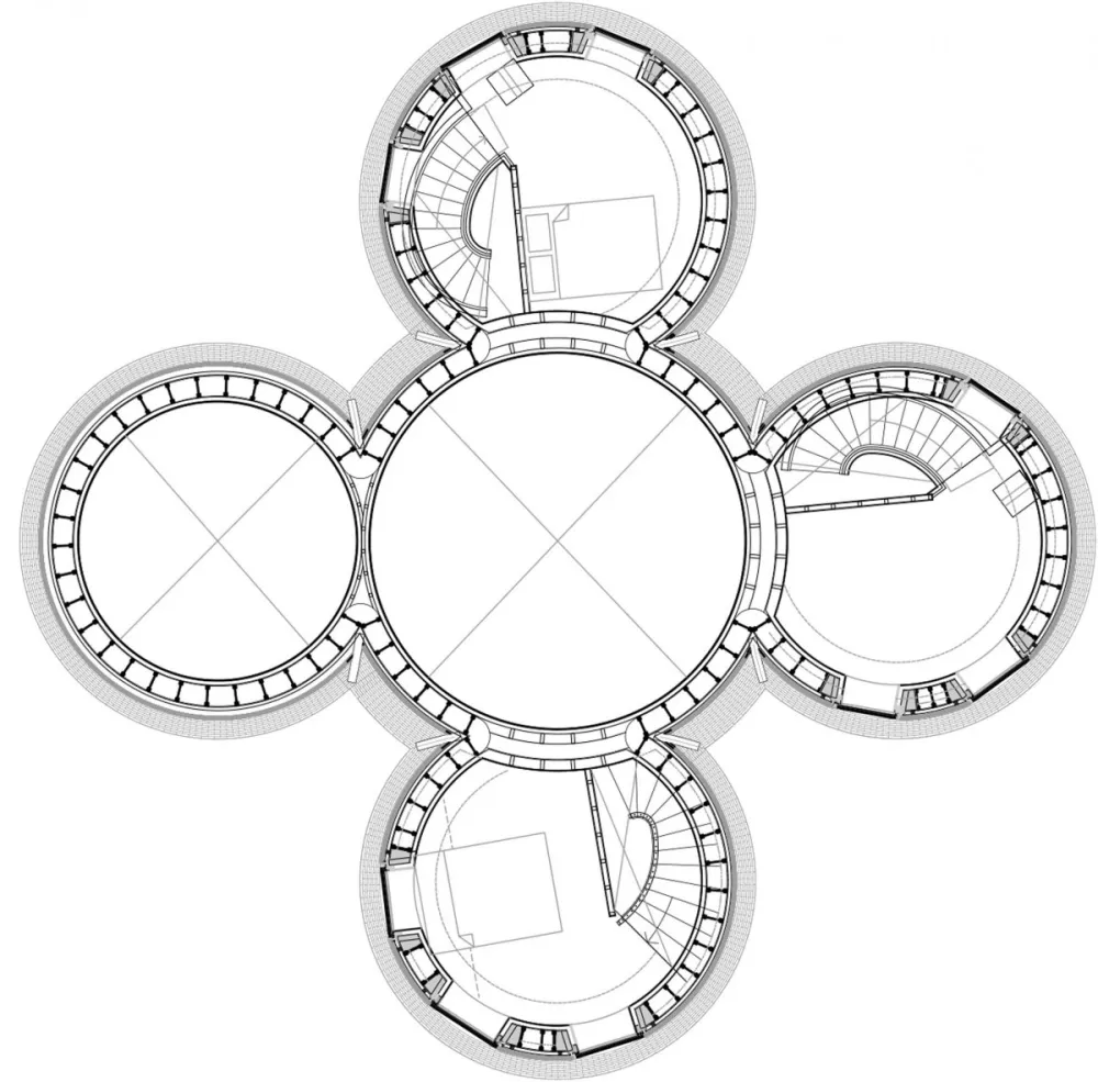 ACME staircase | Bumpers Oast House , 啤酒窑式住宅的现代诠释
