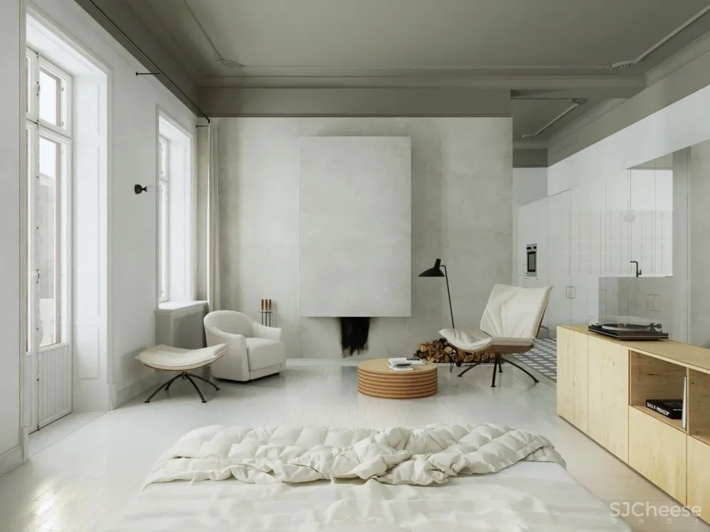 一室户极简小公寓,镜面柜门让家大两倍!