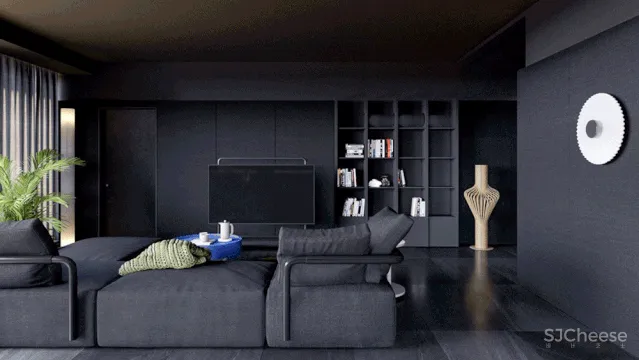 174㎡ 高级黑住宅,墙面这样设计更有质感