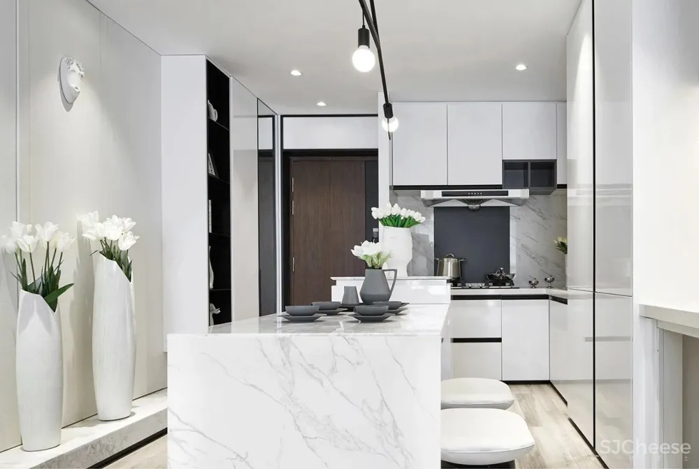 80㎡黑白设计样板间，简约即是美！