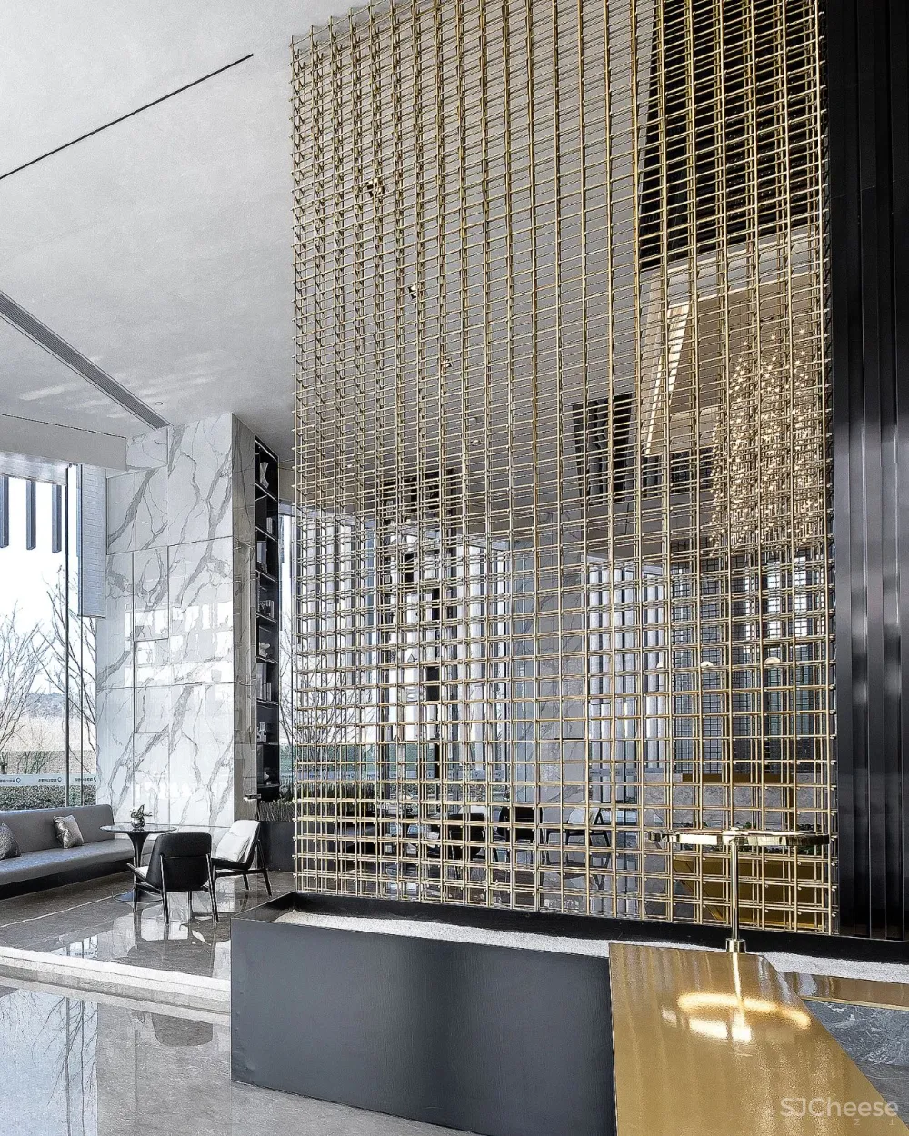 奢华金点缀大理石,恰到好处的低调简洁!